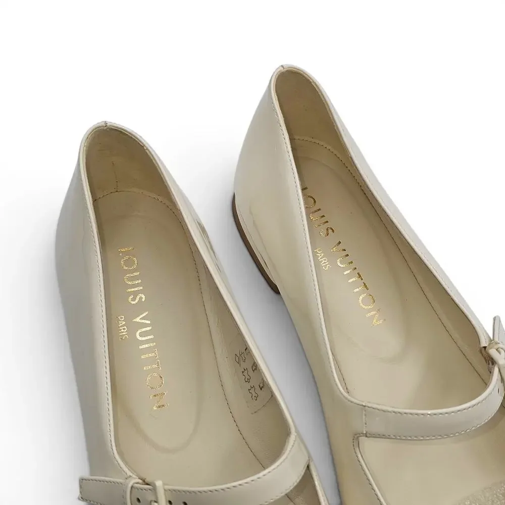 Louis Vuitton Swing Flat Mary Jane Ballerina Shoes Ivory - $1080